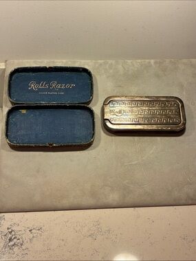 Silver Plated Geometric Complete Razor Set & Box Rolls Razor England Circa 1927